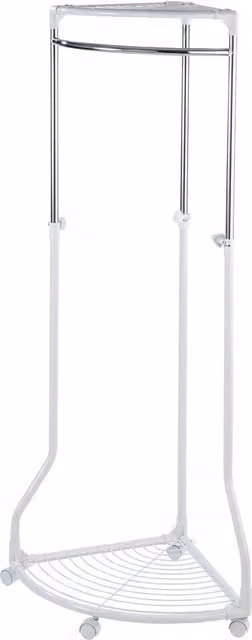 Stender Appendiabiti Wenko con Ruote in Metallo Bianco e Argento con Binario Lineare Continuo, Altezza: 166 cm