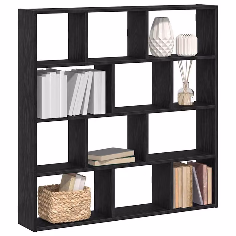 vidaXL Mensola a Cubo da Parete con 12 Scomparti in MDF Nero Opaco