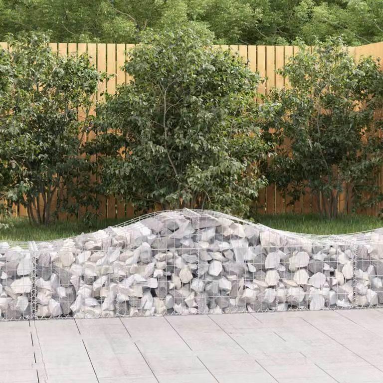 Set di 40 cesti gabbioni ad arco vidaXL in ferro zincato grigio, L: 200 cm, P: 50 cm, H: 40/60 cm