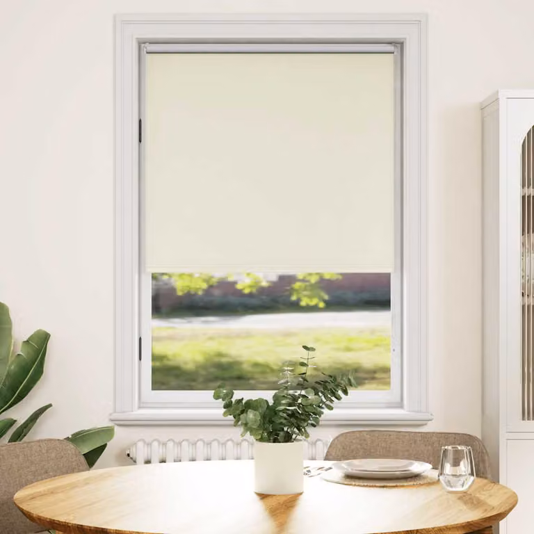 vidaXL Tenda a rullo oscurante termoisolante in poliestere, Larghezza: 120 cm, Altezza: 175 cm, colore bianco sporco