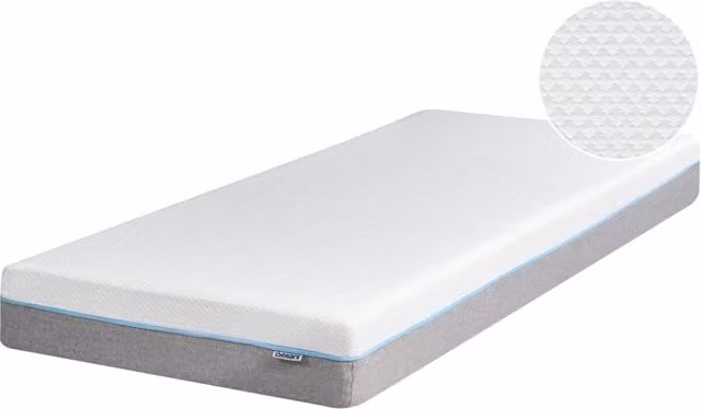Materasso in Memory Foam BELIANI Bianco e Grigio con Rivestimento Rimovibile L: 200 cm, P: 90 cm, H: 20 cm