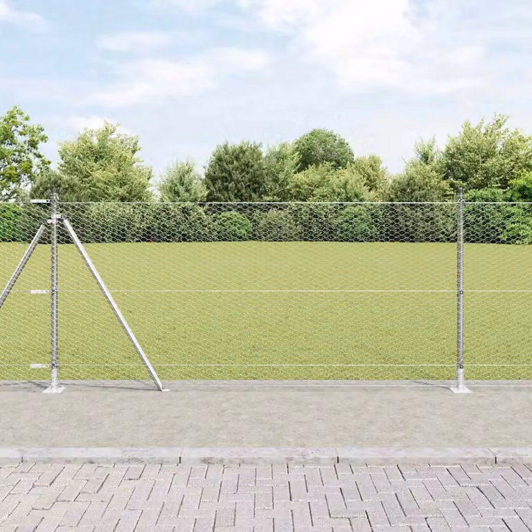 Recinzione esagonale vidaXL in acciaio argentato con base in cemento L: 100 cm, H: 1 m