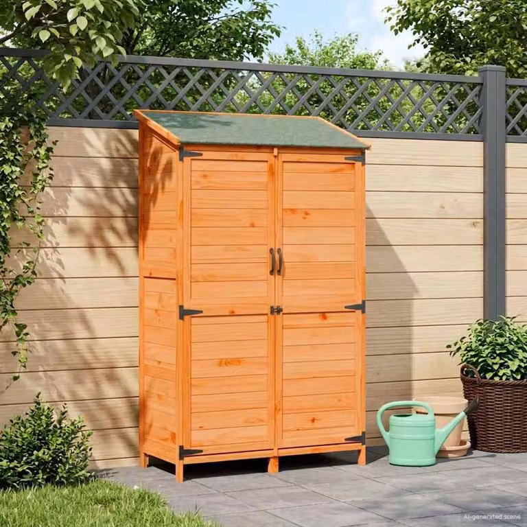 vidaXL Capanno da Giardino in Legno Marrone con Tetto e Serratura L/P/H: 106,5 x 56 x 176 cm