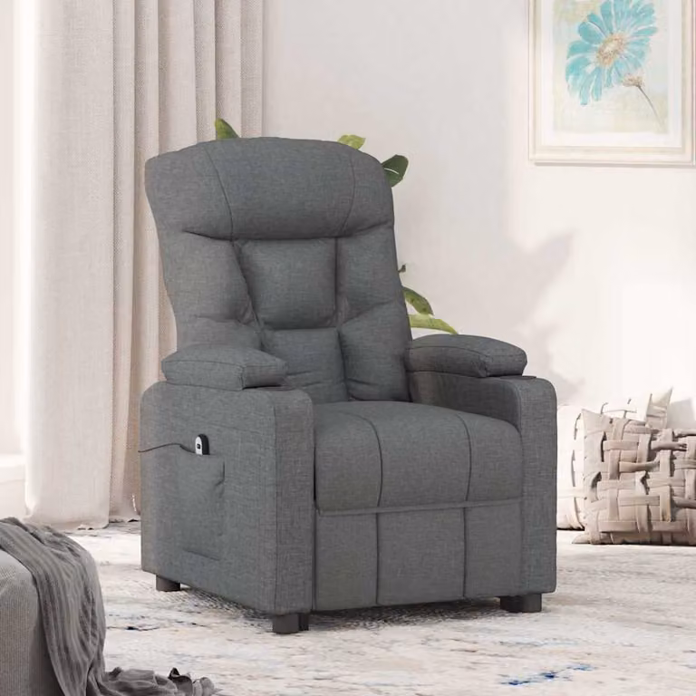 vidaXL Poltrona Elettrica Reclinabile in Tessuto Grigio con Braccioli