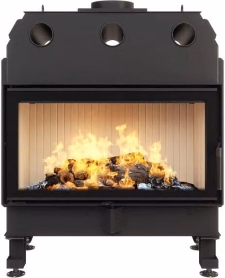 Inserto per camino a legna Outinfire Energy colore nero, potenza 19,0 kW, L: 96,55 cm, P: 50,6 cm, H: 118,0 cm