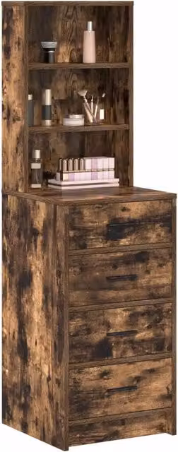 Credenza moderna in legno multistrato Rovere fumo, L 40 cm x P 41 cm x H 135 cm