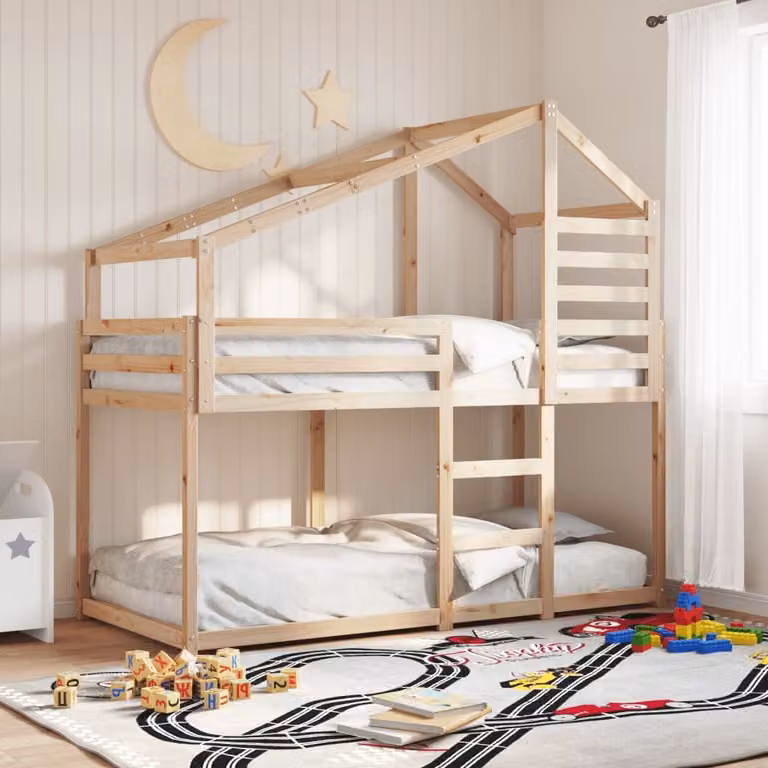 Letto a Castello vidaXL in Legno di Pino per Bambini, Senza Materasso, L/P/H: 190 x 90 x 175 cm