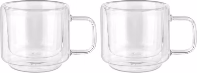 Set di 2 tazze da tè KASANOVA in vetro borosilicato trasparente, 200 ml
