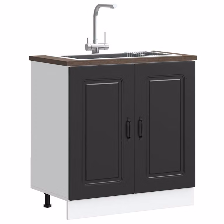 Base lavello mobile Kalmar vidaXL Nero opaco L: 80 cm, P: 46 cm, H: 81,5 cm in MDF