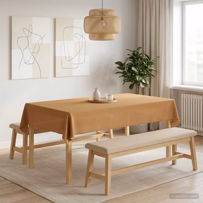 Tovaglia da tavolo rettangolare vidaXL beige in poliestere idrorepellente e antimacchia L 140 cm x P 220 cm