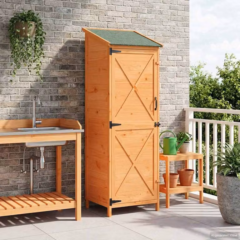 vidaXL Capanno da Giardino Moderno in Legno Marrone con Serratura e Ventilazione Laterale L/P/H: 59,5 x 56 x 176,5 cm