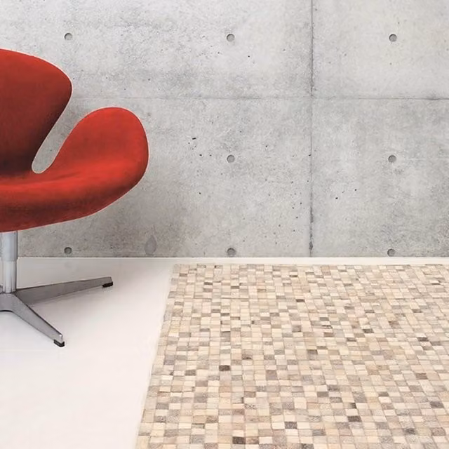 Tappeto patchwork in cuoio Leath grigio e beige L 200 x P 140 cm
