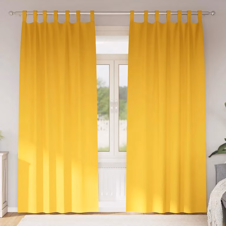 Set di 2 tende blackout vidaXL con anelli, colore giallo, H: 245 cm x L: 140 cm