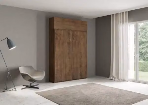 Letto a scomparsa una piazza e mezzo Kentaro Itamoby con pensile colore noce