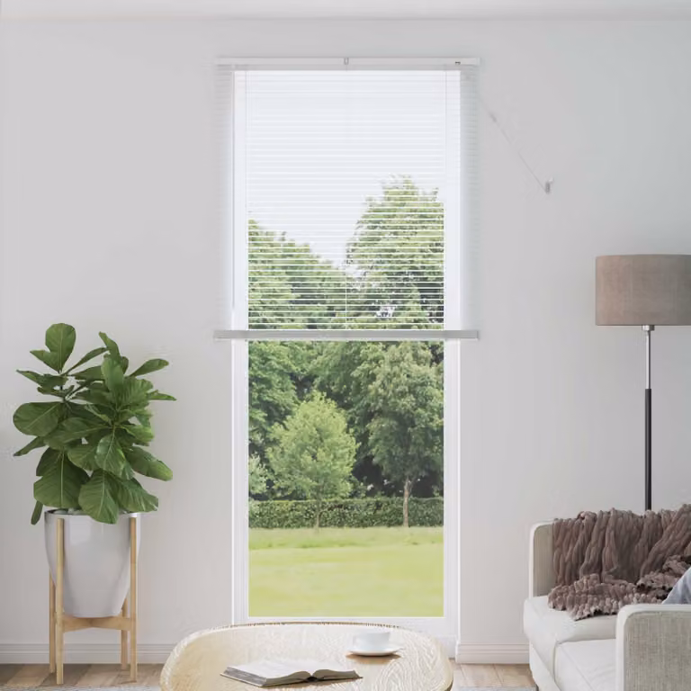 Tenda Veneziana vidaXL in PVC Bianco, L: 90 cm, H: 213 cm, Larghezza delle lamelle: 25 mm