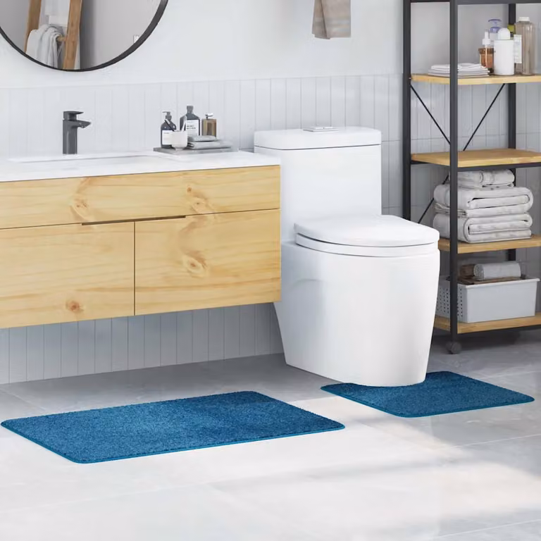 Set di 2 tappetini antiscivolo per il bagno vidaXL, blu, L 50 cm x P 50 cm, lavabili in lavatrice
