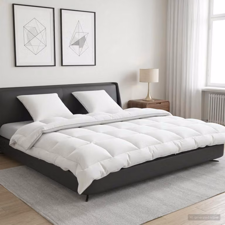 Set di piumone e cuscini 3 pz vidaXL 4 stagioni in microfibra e lana, bianco, L: 240 cm, P: 220 cm, 350 GSM