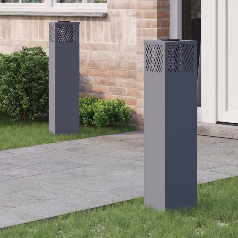 Set di 2 faretti LED solari vidaXL per sentieri e giardino, luce bianco caldo, L/P/H: 18 x 18 x 80 cm