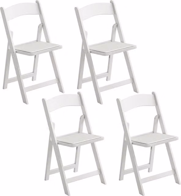 Set da 4 sedie pieghevoli e impilabili HOMCOM in resina e similpelle, ideali per interno ed esterno, Bianco, L: 45 cm, P: 44 cm, H: 78 cm