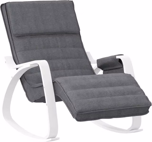 Sedia a Dondolo Moderna in Tessuto Grigio Antracite e Legno di Betulla CFW6255627