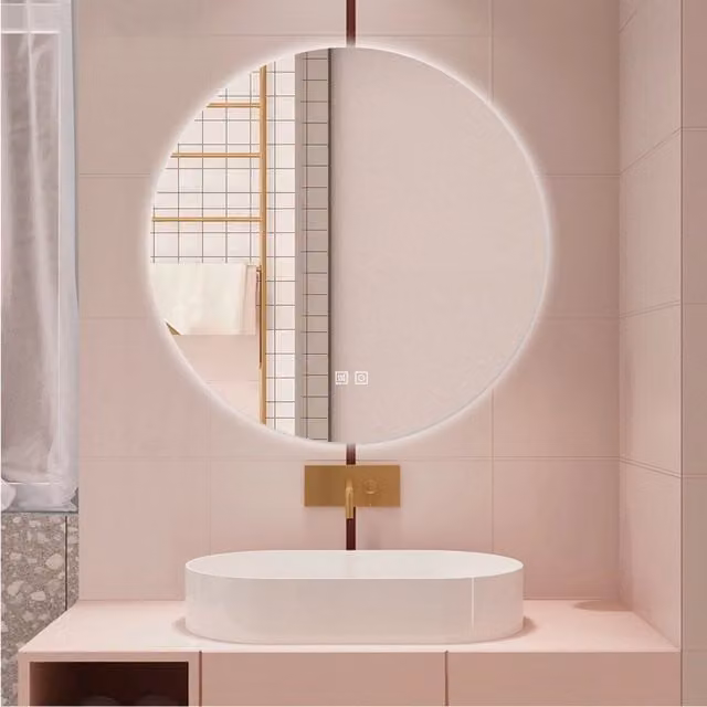 Specchio da bagno AICA quadrato bianco con luce LED, dimmerabile, interruttore touch e funzione antiappannamento, L: 70 cm, H: 70 cm
