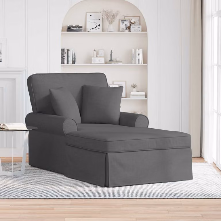 vidaXL Chaise Longe Moderna in Tessuto Grigio con Gonna e Cuscini, Set da 3 Pezzi