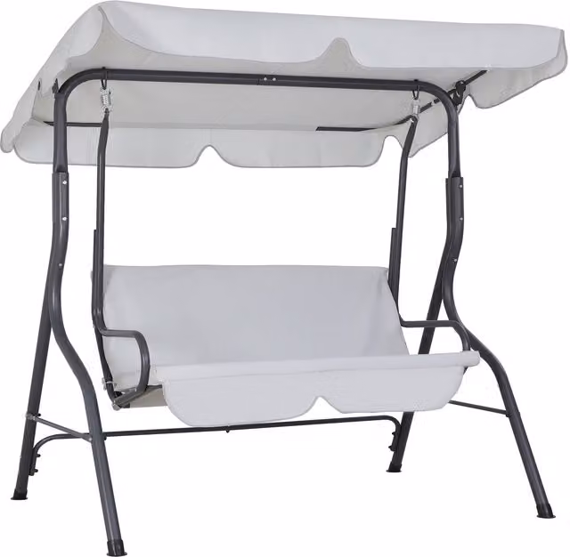 Dondolo da giardino Hollywood Casaria grigio con tendalino parasole in tessuto resistente ai raggi UV e struttura in acciaio verniciato a polvere