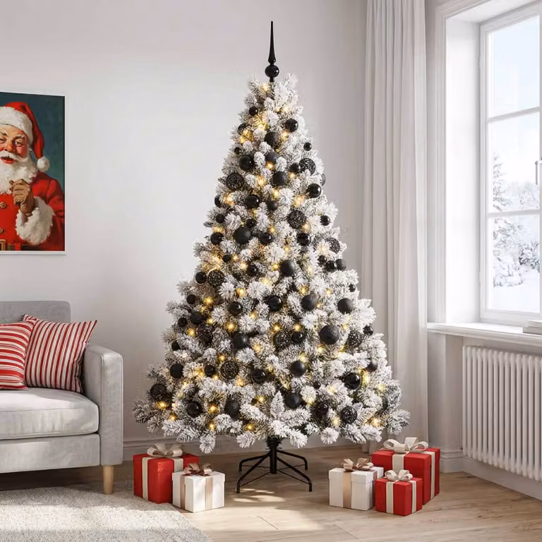 Albero di Natale artificiale vidaXL verde con luci LED bianco caldo e decorazioni, Altezza: 240 cm