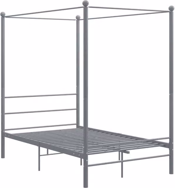 Letto a baldacchino moderno in metallo grigio lacciato per adulti L/P/H: 200 x 120 x 208 cm