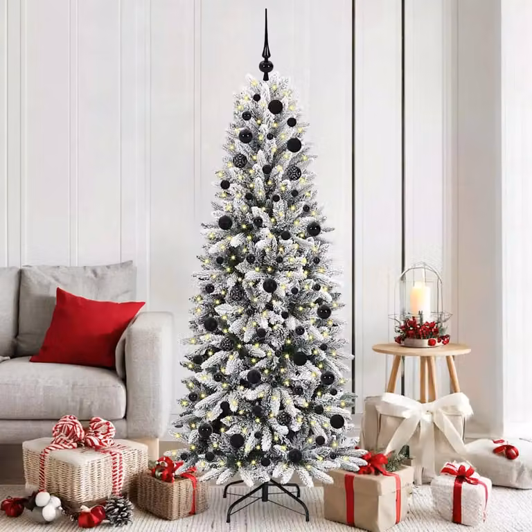 Albero di Natale artificiale vidaXL bianco e verde con luci LED warm white, Altezza: 180 cm