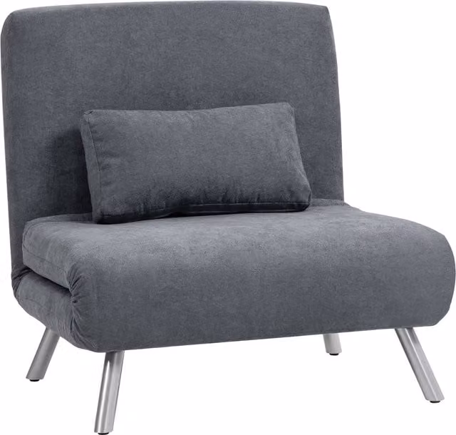 Poltrona letto HOMCOM imbottita con design 2-in-1 e rivestimento in tessuto, Grigio scuro
