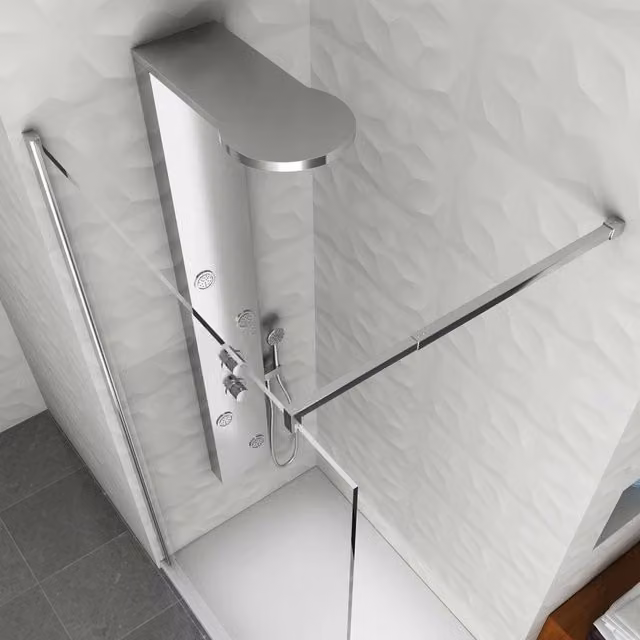 Pannello Doccia Alaska LANERI in Acciaio Inox Cromato con Funzione Massaggio e Doccino a Mano, L: 53 cm, H: 150 cm, P: 53 cm