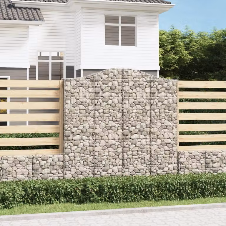 Cesto Gabbione ad Arco vidaXL in Acciaio Zincato Grigio L: 200 cm, P: 30 cm, H: 200-220 cm