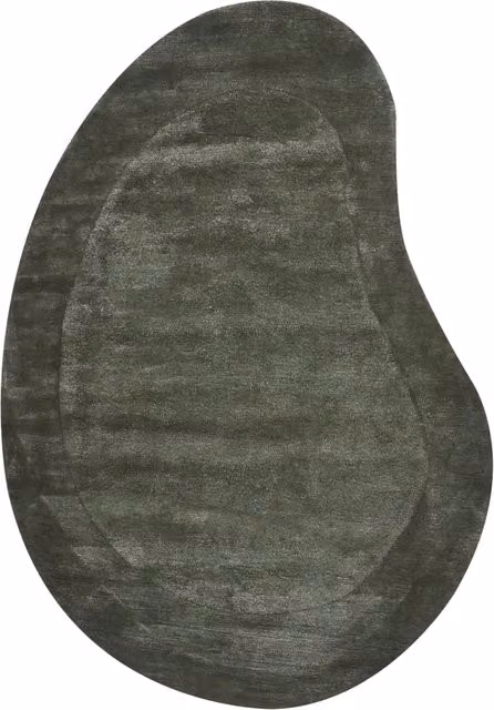 Tappeto Beliani in viscosa e lana organica verde, forma a fagiolo, L: 160 cm x P: 230 cm