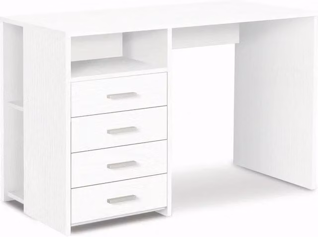 Scrivania moderna SARMOG con cassettiera in MDF laminato bianco L: 120 cm, P: 55 cm, H: 76 cm