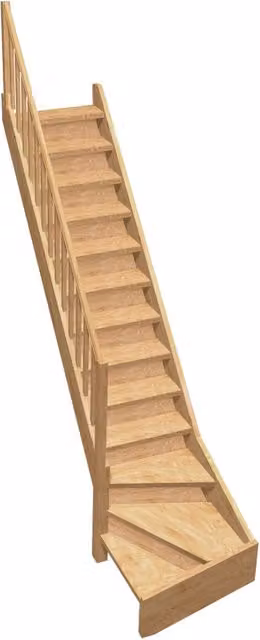 Scala a quarto di giro a sinistra Kordo con balaustro e alzate in legno effetto pietra naturale beige