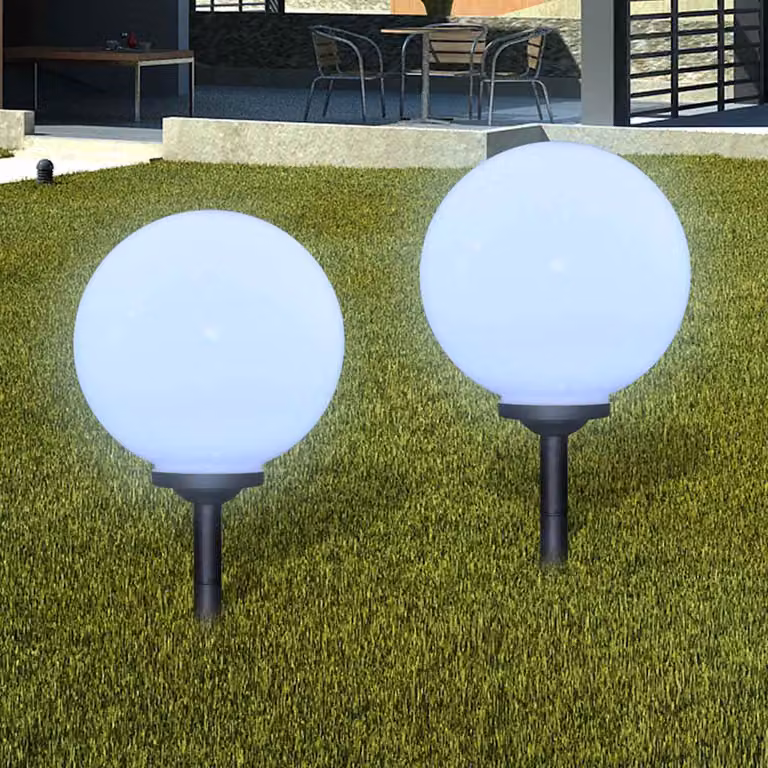 Set di 4 lampade solari LED da sentiero vidaXL con picchetto, colore bianco, altezza: 30 cm