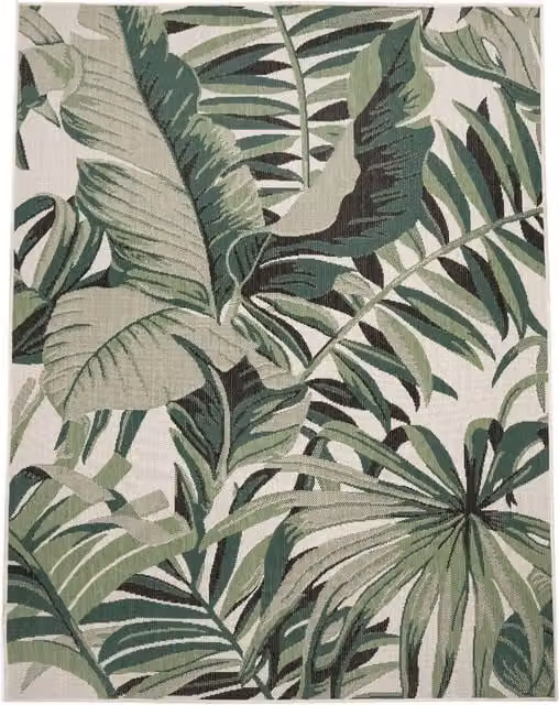 Tappeto per interni ed esterni Ostenza verde con motivo floreale, L 80 cm x P 150 cm