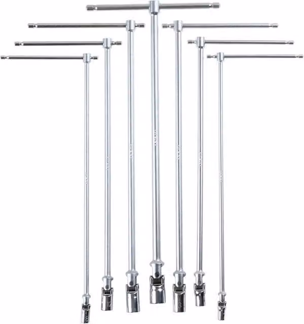 Set di 7 chiavi a T esagonali BETA in acciaio inossidabile argento, misure 7, 8, 10, 12, 13, 14, 17 mm