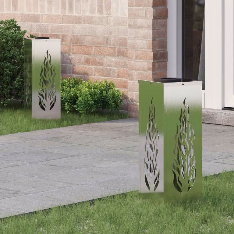 Set di 2 faretti LED solari vidaXL in acciaio inossidabile per sentieri e giardino, luce bianco caldo, L/P/H: 18 x 18 x 50 cm