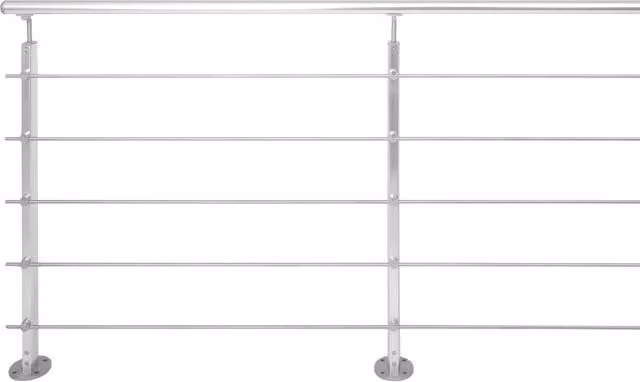 Kit balaustra in alluminio INOLINE argento con fissaggio piatto da 2 m
