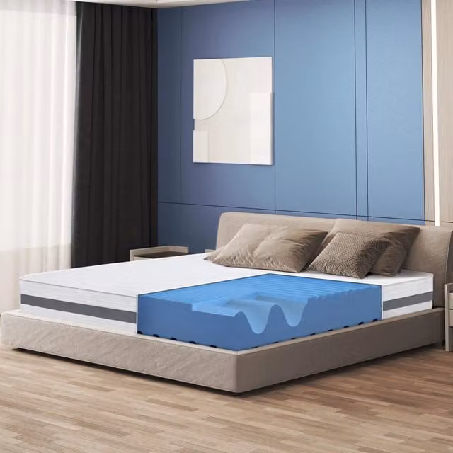 Materasso Matrimoniale The White Stone in Memory Foam Viscoelastica Antibatterica, Colore Bianco, L/P/H: 165 x 195 x 20 cm