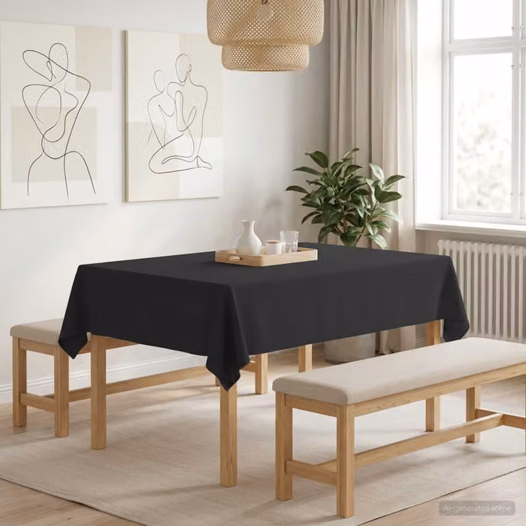 Tovaglia da tavolo rettangolare vidaXL in poliestere, Grigio scuro, L: 140 cm x P: 160 cm