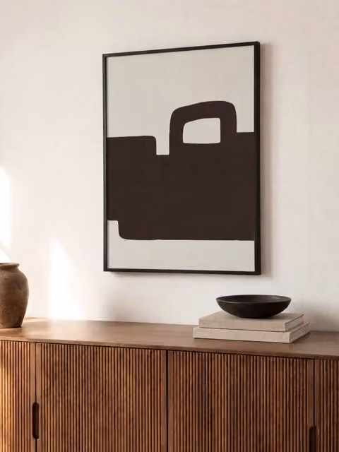 Quadro astratto Opposite Kenay Home bianco e nero L: 50 cm x H: 70 cm