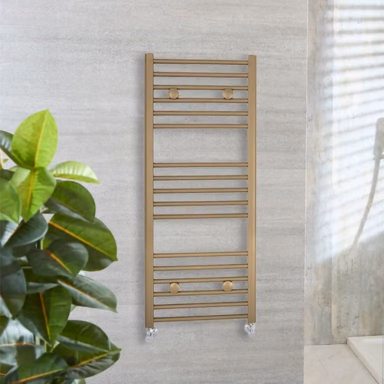 Scaldasalviette HudsonReed in acciaio inossidabile oro, L: 120 cm, H: 50 cm