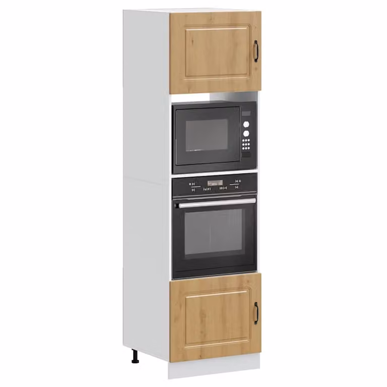 Set di 2 armadi per forno vidaXL in legno Rovere e Bianco per cucina moderna