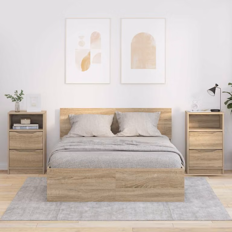 Set di 2 comodini moderni vidaXL in colore marrone Rovere Sonoma, L 40 cm x P 30 cm x H 67 cm