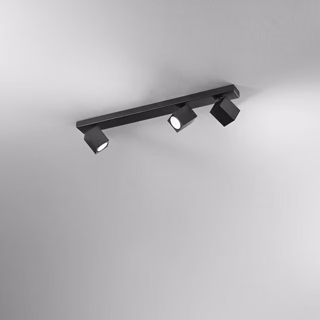 Spot Cubico Moderno Perenz Illumina in Alluminio Nero con 3 Luci GU10 Regolabili