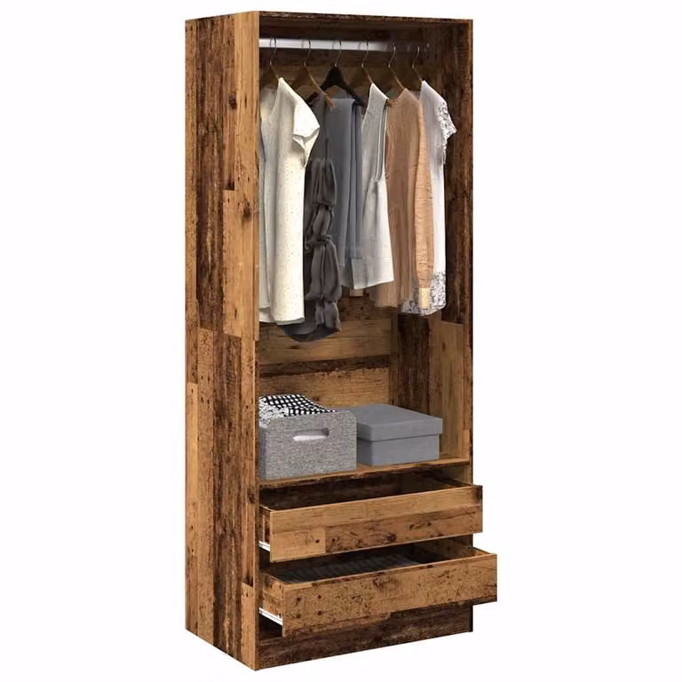 vidaXL Armadio in Legno Marrone con Cassetti Integrati e Bastone Appendiabiti L 80 x P 50 x H 200 cm