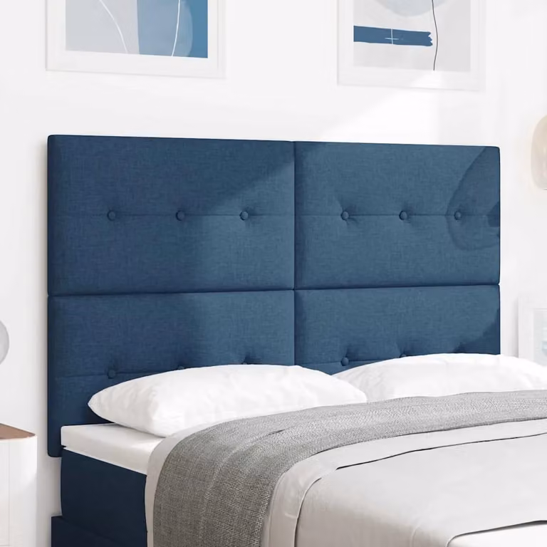 Testiera per letto regolabile in altezza vidaXL in tessuto blu, L: 144 cm